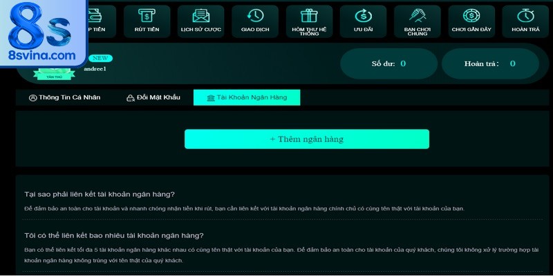 Khi nạp tiền vào tài khoản 8S cần lưu ý gì?